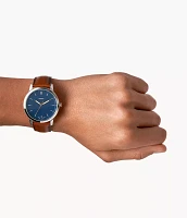 The Minimalist Slim Three-Hand Light Brown Leather Watch