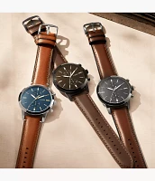 Neutra Chronograph Black Leather Watch