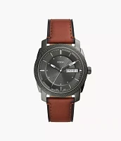 Machine Three-Hand Date Brown Leather Watch