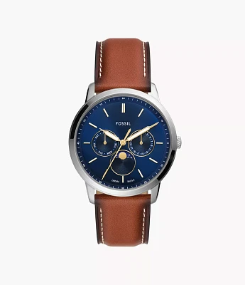 Neutra Moonphase Multifunction Brown Leather Watch