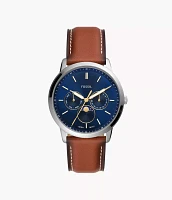 Neutra Moonphase Multifunction Brown Leather Watch
