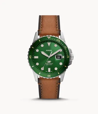 Fossil Blue Dive Three-Hand Date Tan LiteHide™ Leather Watch