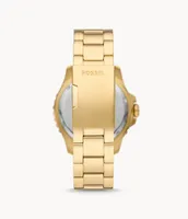 Fossil Blue GMT Gold-Tone Stainless Steel Watch