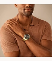Fossil Blue GMT Gold-Tone Stainless Steel Watch