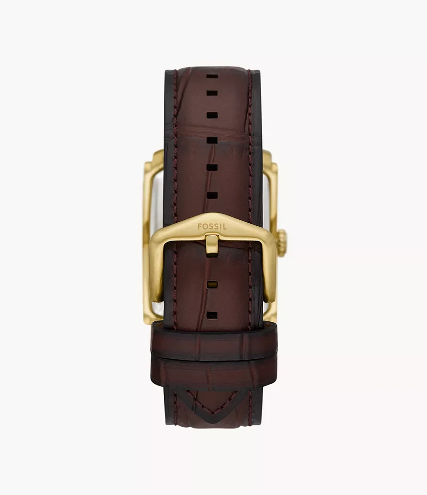 Carraway Three-Hand Brown Croco Leather Watch