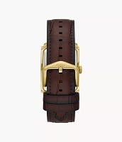 Carraway Three-Hand Brown Croco Leather Watch