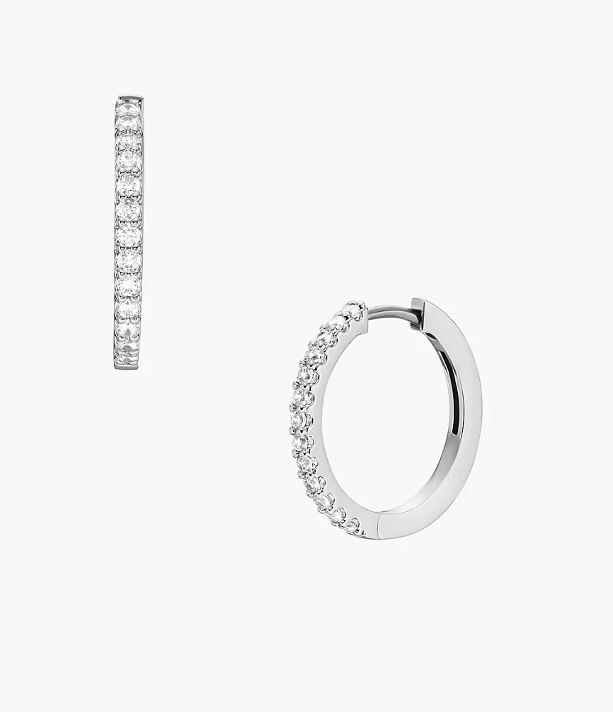 Ellis Pavé Glitz Silver-Tone Brass Hoop Earrings