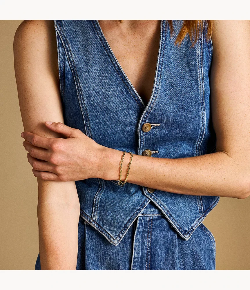 Heritage D-Link Gold-Tone Brass Chain Bracelet