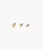 Sutton All Stacked Up Gold-Tone Brass Heart Earring Set