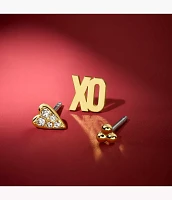 Sutton All Stacked Up Gold-Tone Brass Heart Earring Set