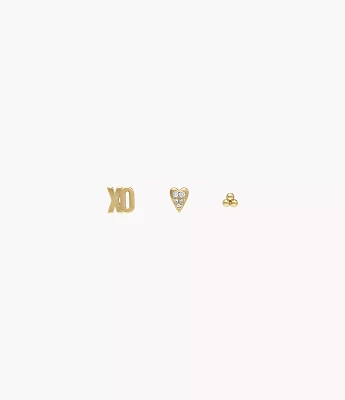 Sutton All Stacked Up Gold-Tone Brass Heart Earring Set