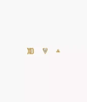 Sutton All Stacked Up Gold-Tone Brass Heart Earring Set