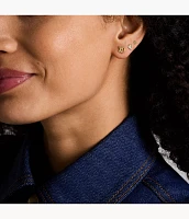 Sutton All Stacked Up Gold-Tone Brass Heart Earring Set
