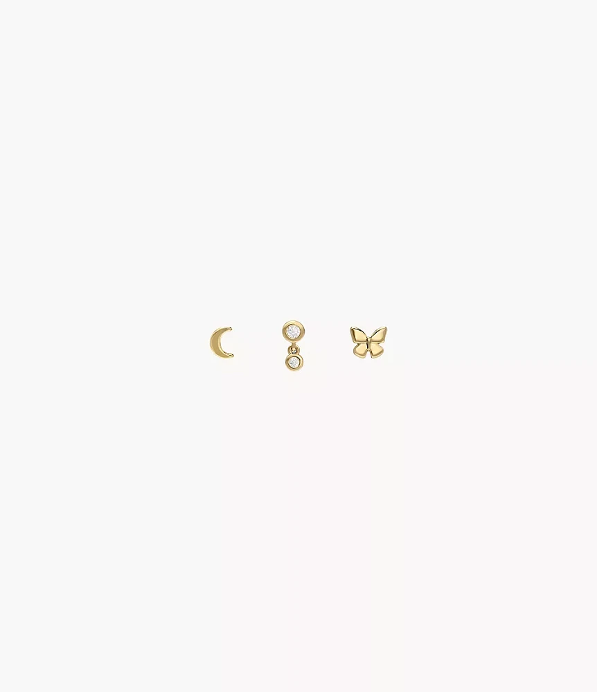 Sutton All Stacked Up Gold-Tone Brass Butterfly Earring Set