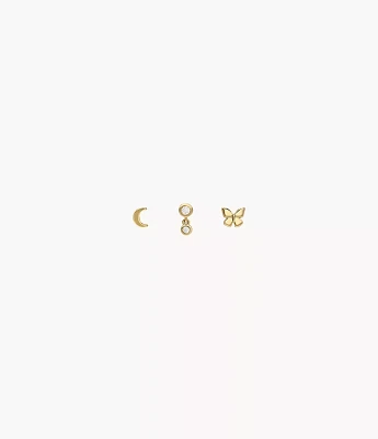 Sutton All Stacked Up Gold-Tone Brass Butterfly Earring Set