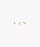 Sutton All Stacked Up Gold-Tone Brass Butterfly Earring Set