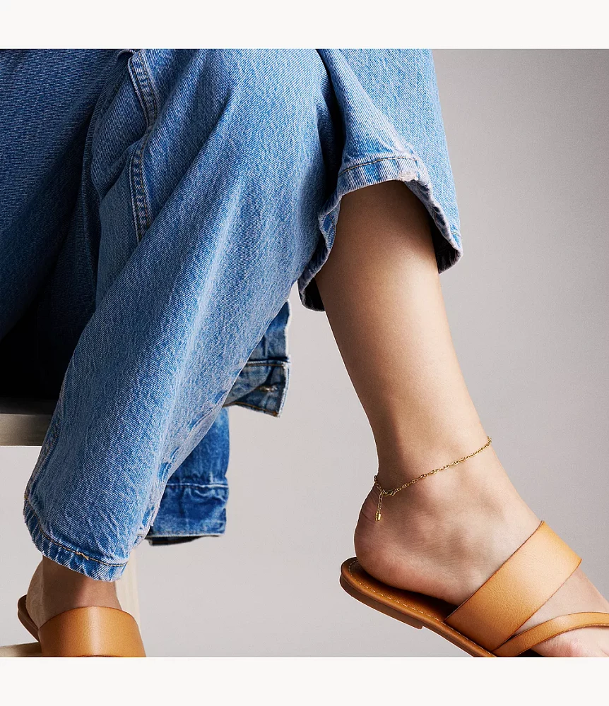Heritage D-Link Gold-Tone Brass Chain Anklet