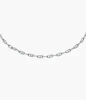 Heritage D-Link Silver-Tone Brass Chain Anklet