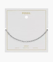 Heritage D-Link Silver-Tone Brass Chain Anklet