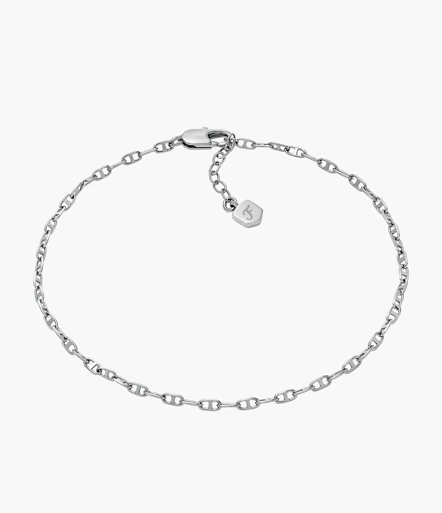 Heritage D-Link Silver-Tone Brass Chain Anklet