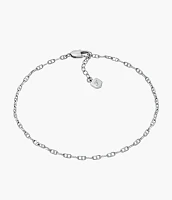 Heritage D-Link Silver-Tone Brass Chain Anklet