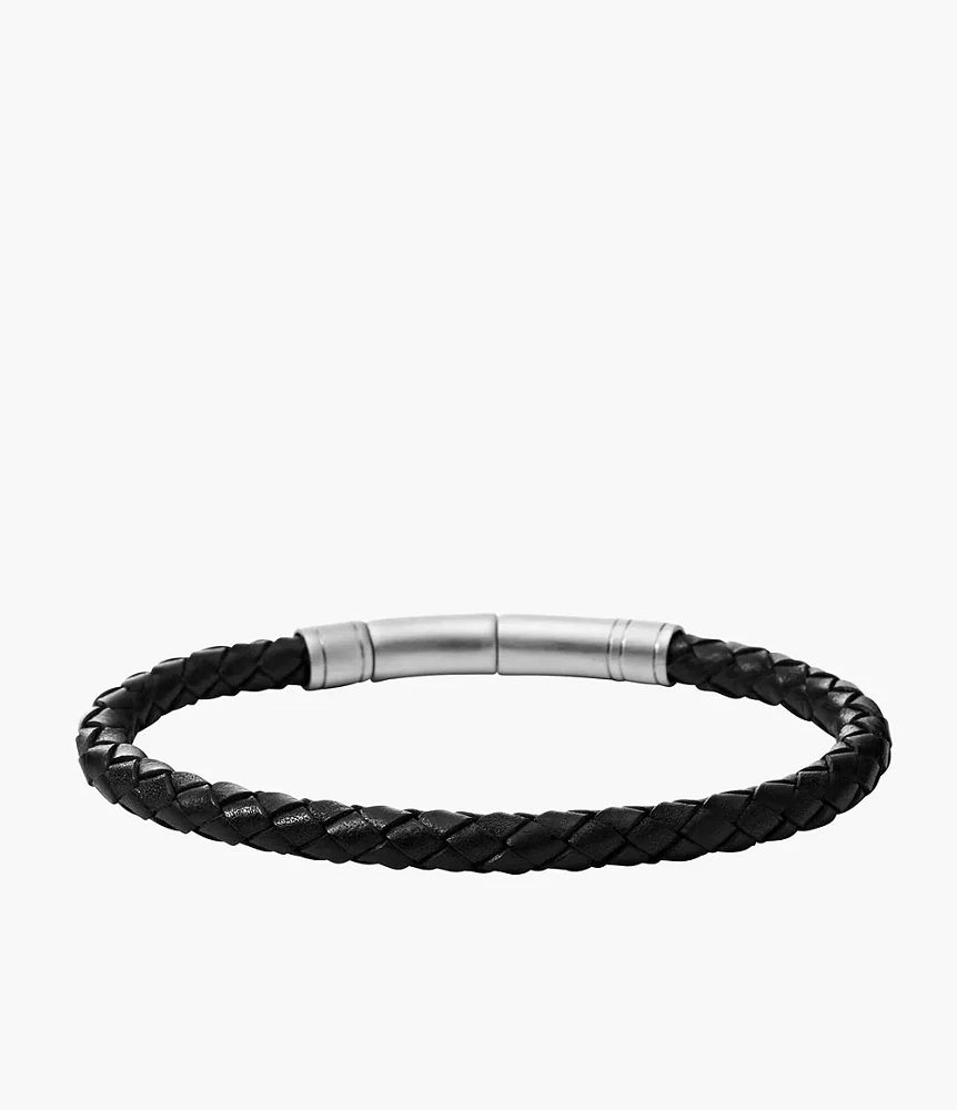 Townsman Black Skinny Braided Leather Bracelet
