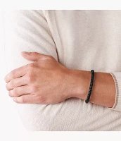 Townsman Black Skinny Braided Leather Bracelet
