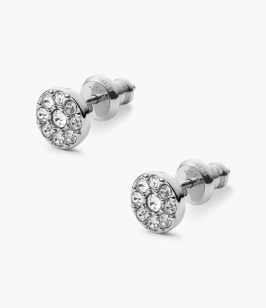 Ellis Disc Silver-Tone Stainless Steel Stud Earrings