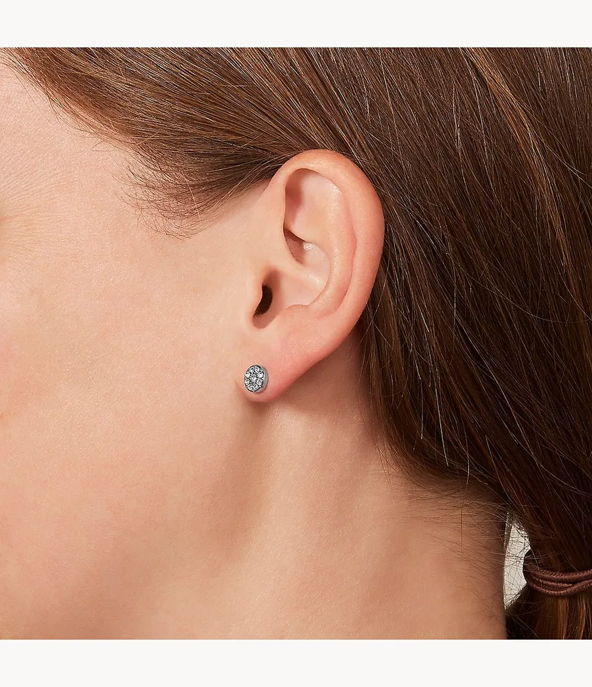 Ellis Disc Silver-Tone Stainless Steel Stud Earrings