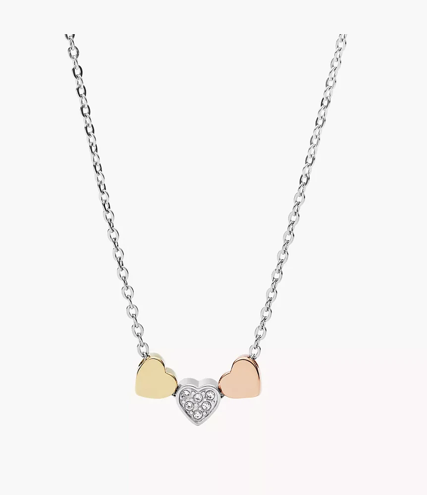 Sutton Heart Tri-Tone Steel Necklace