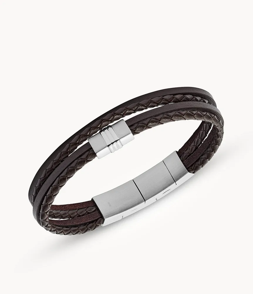 Townsman Brown Multi-Strand Braided Leather Bracelet