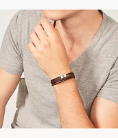 Townsman Brown Multi-Strand Braided Leather Bracelet