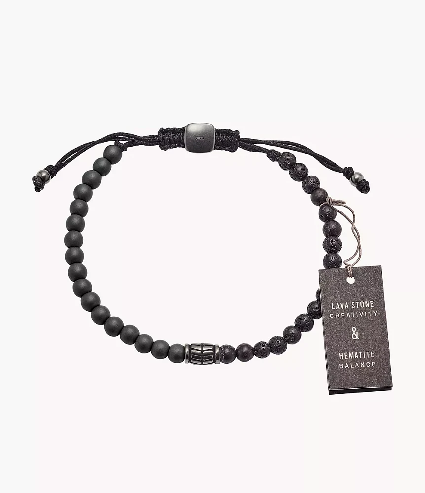 Everett Hematite and Black Lava Stone Bracelet