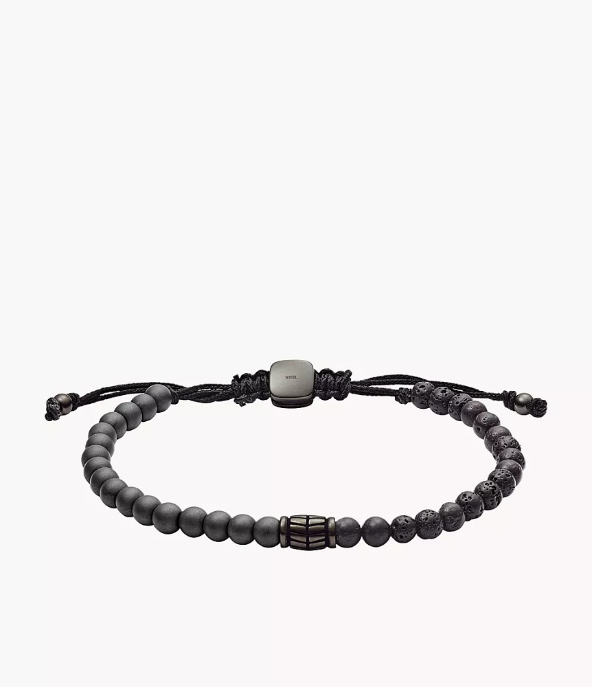 Everett Hematite and Black Lava Stone Bracelet