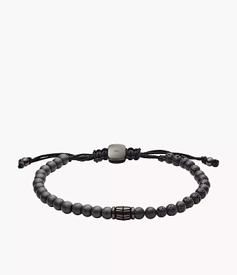 Everett Hematite and Black Lava Stone Bracelet