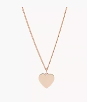 Ellis Heart Rose Gold-Tone Stainless Steel Necklace