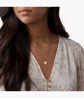 Ellis Heart Rose Gold-Tone Stainless Steel Necklace
