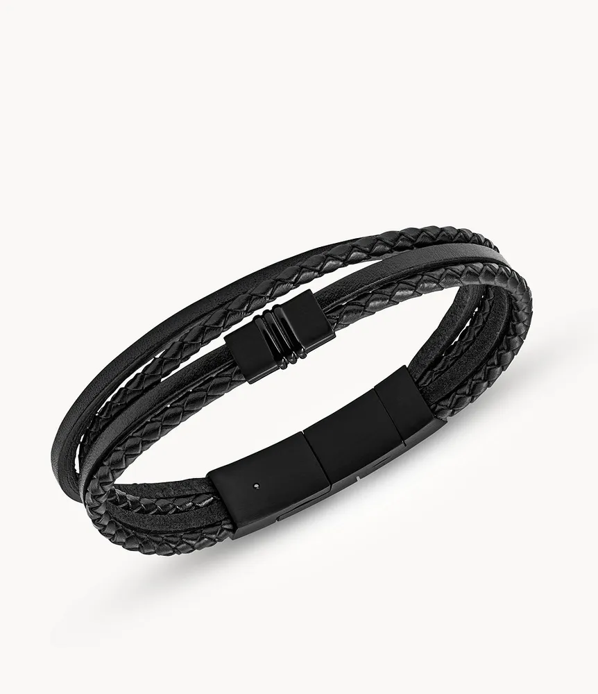 Townsman Multi-Strand Black Leather Bracelet