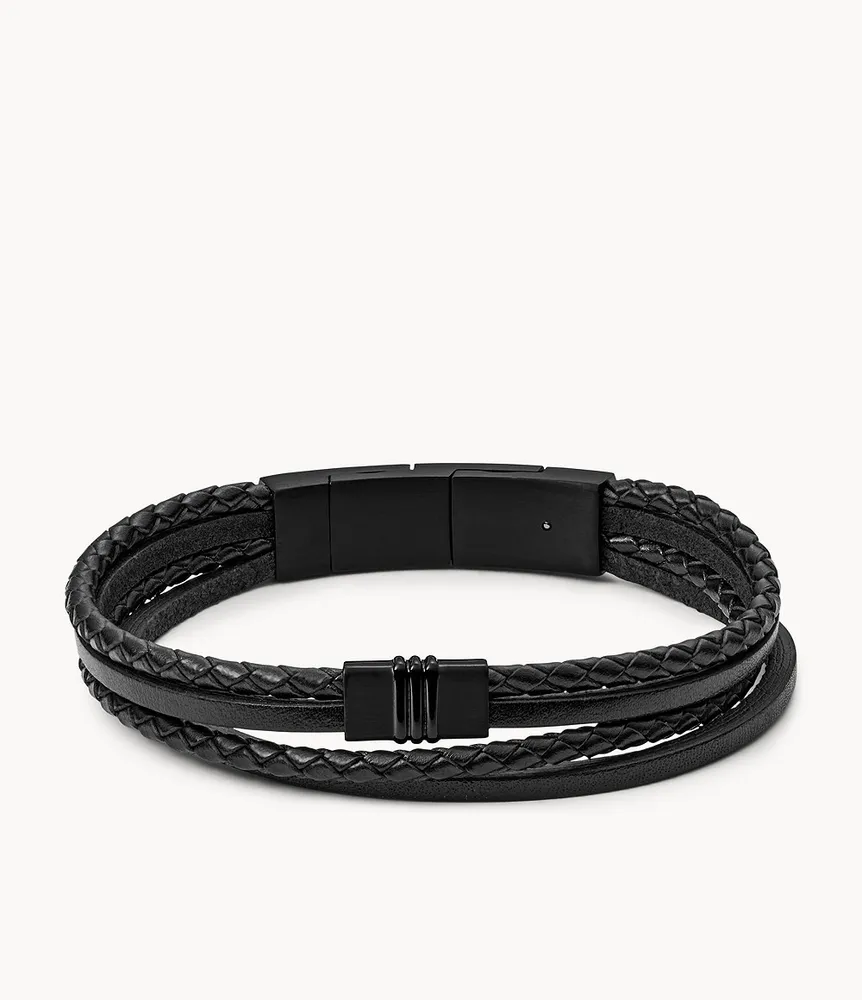 Townsman Multi-Strand Black Leather Bracelet
