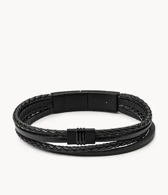 Townsman Multi-Strand Black Leather Bracelet