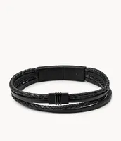 Townsman Multi-Strand Black Leather Bracelet