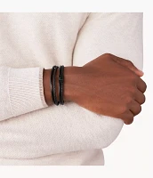 Townsman Multi-Strand Black Leather Bracelet
