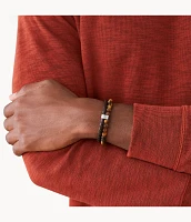 Townsman Tiger's Eye and Brown Leather Bracelet