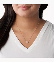 Mosaic Heart Rose Gold-Tone Stainless Steel Necklace