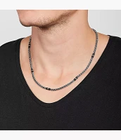 Ellis Black Marble and Stainless Steel Beaded Necklace