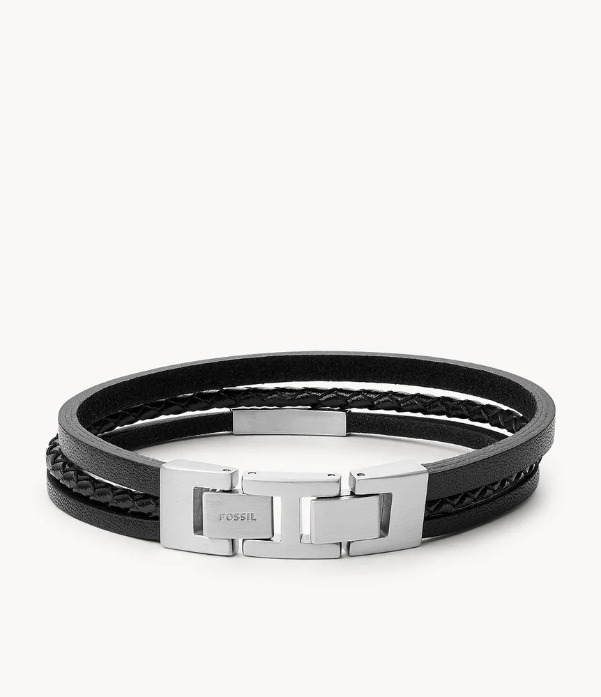 Townsman Black Multi-Strand Leather Bracelet