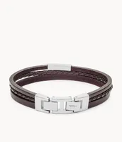 Townsman Brown Multi-Strand Leather Bracelet