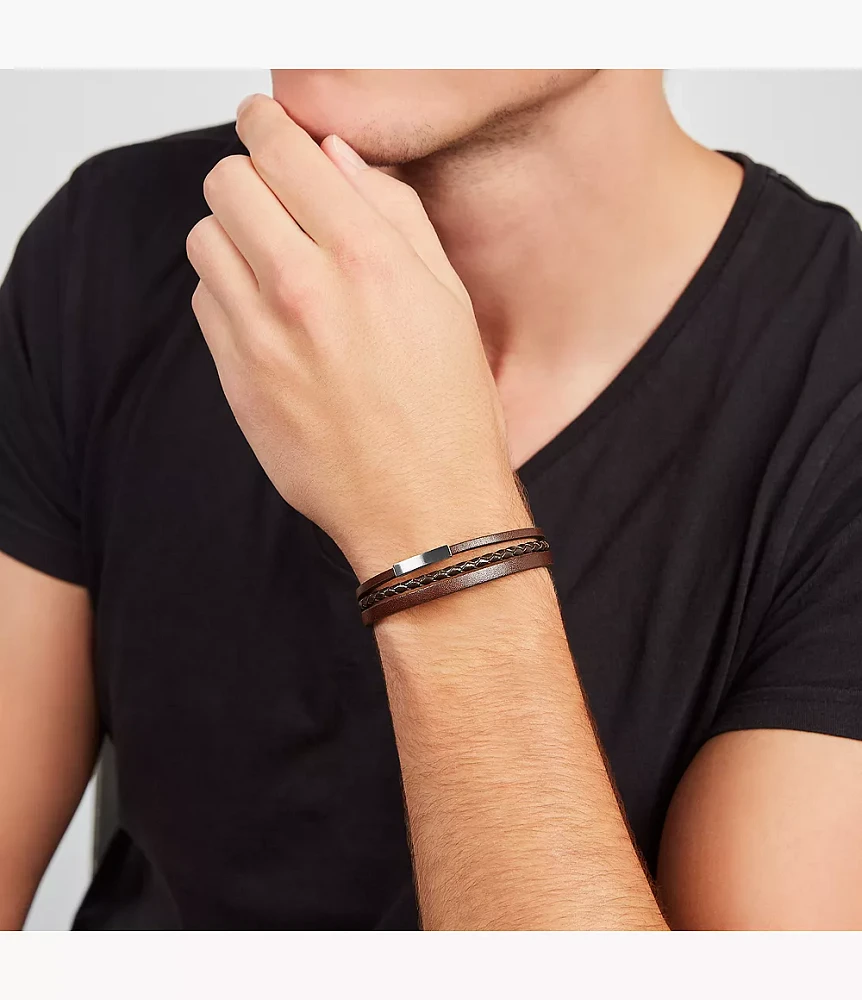 Townsman Brown Multi-Strand Leather Bracelet