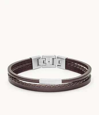 Townsman Brown Multi-Strand Leather Bracelet