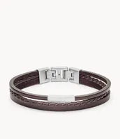 Townsman Brown Multi-Strand Leather Bracelet